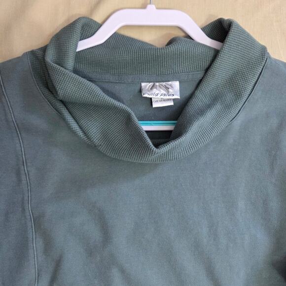 Wild Palms Woman's Green Cowl Neck Long Sleeve Sweatshirt, Front Pocket size M - Picture 5 of 6